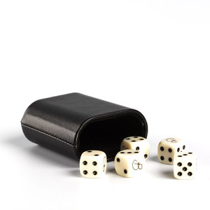 Chất lượng cao da đen <span class=keywords><strong>backgammon</strong></span> xúc xắc cup với 5 dices hình bầu dục - Product Image 3