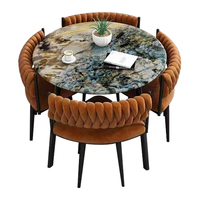 Ensemble de table et de chaises de salle à manger rondes en métal de style européen moderne avec plateau en marbre pour petit appartement