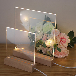 Lampes de nuit LED rectangulaires personnalisées pour chambre à coucher, trois couleurs, commande tactile, alimentation USB, acrylique, intensité réglable, vente en gros - Product Image 1