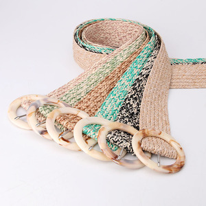 Vestido bohemio de moda para mujer, banda ancha de cintura, cinturones de cintura elásticos trenzados elásticos, cinturones de tela tejida de paja PP - Product Image 5