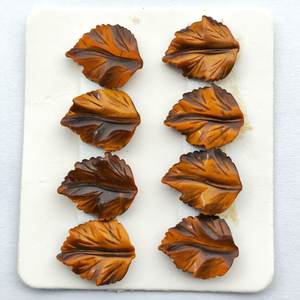 Tigereye-Hoja tradicional amarilla de 12x10mm, artículo promocional OEM hecho a mano - Product Image 3