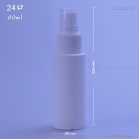 Bouteille cylindrique ronde en plastique HDPE blanc Ecannal de 60 ml (2 oz) avec bouchon à disque non doublé en plastique PP à col 24-410 et jupe lisse