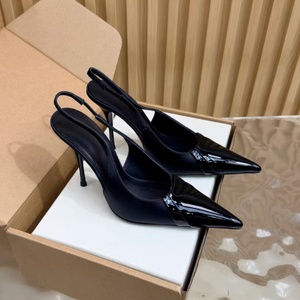 Leather-covered pointed-toe backless thin strap high heel ladies light luxury banquet casual elegant high-heeled single <b>shoe</b> - Product Image 3