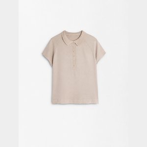 Camicetta <span class=keywords><strong>beige</strong></span> da <span class=keywords><strong>donna</strong></span> con maniche a cappuccio e mezza abbottonatura - Product Image 1