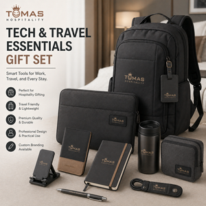 Custom Branding Travel Comfort Set With Duffel Bag Slippers Water Bottle Notebook Pen Sleep Mask Towel for Employee Wellbeing - Product Image 3