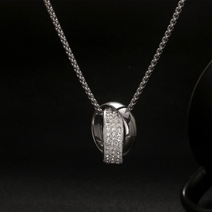 Collier Hip-Hop en Acier Inoxydable pour Homme, Pendentif Géométrique Double Anneau Résistant à la Décoloration, Chaîne de Pull pour Femme - Product Image 4