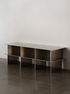 <span class=keywords><strong>Mobile</strong></span> TV in Acciaio Inossidabile Stile Industriale Minimalista con Finitura Spazzolata, <span class=keywords><strong>Dimensioni</strong></span> Personalizzabili, Arredamento per <span class=keywords><strong>Soggiorno</strong></span> - Product Image 1
