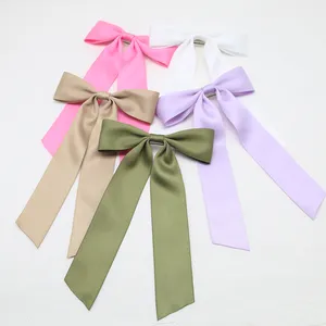 Large Lace Satin Ribbon Double Bow Hair Clips For Women Girls Hair Accessories Solid Color Hairpin Princess Hair Bows