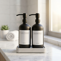 En gros, Distributeur de savon liquide pour les mains en verre de 16 oz avec pompe pulvérisatrice, pour hôtel, fixation murale