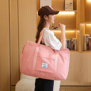 Bolsa de viaje de gran capacidad, plegable, impermeable, para viaje, unisex, con asa suave, rosa, morado - Product Image 2