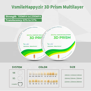 Solutions de couronnes et bridges pour laboratoires dentaires, 16 mm, 18 mm, A1, prisme 3D multicouche haute résistance 800-1200 Mpa, <span class=keywords><strong>zircone</strong></span> dentaire certifiée CE - Product Image 3