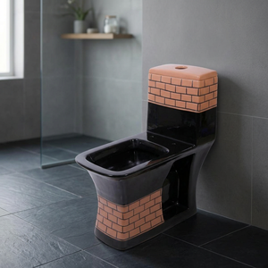 Modern Gray Marble Gold Line Ceramic One Piece WC Decorative Elongated Water Closet Floor Mounted Toilet - Product Image 3