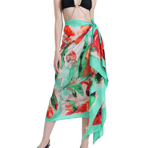 ผ้าพันคอซาตินโพลีเอสเตอร์แบบยาว น้ำหนักเบา ระบายอากาศได้ดี ขนาด 90*180 ซม. สำหรับฤดูร้อน ใช้คลุมกันแดด เหมาะสำหรับใส่ไปเที่ยวทะเลสำหรับผู้หญิง - Product Image 1