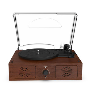 Lecteur de Cassette en bois à dents bleues, sans fil, Rechargeable, Portable, Vintage, disque vinyle, platine, phonographe - Product Image 4