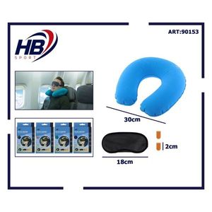 Hb Sport <b>Inflatable</b> <b>Neck</b> <b>Pillow</b> Eye Mask Earplugs Set 30cm Travel Sleep Comfort Kit - Product Image 3