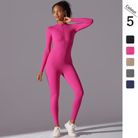 Winter dames yogakleding lange mouwen één-delige yogajumpers fitness sport bodysuit sportkleding atletische rompers met rits