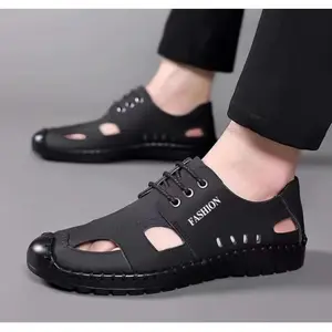 Fashion Men Leather Sandals Business Casual Shoes High Quality Design Outdoor Beach Sandals Man Water Sneakers