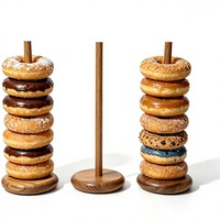 3er-Pack Akazien-Donut-Ständer 14 Zoll Verdickter Ständer Farmhaus Holz-Display für Geburtstagsfeiern Hochzeiten Bäckerei Dessert-Bar Tisch
