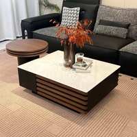Table basse moderne en bois 2026 avec plateau en pierre frittée – Nouvelle table basse de luxe pour salon/hôtel/bureau – Mobilier de maison