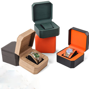 Handmade Luxury PU da hộp đồng hồ với biểu tượng tùy chỉnh vải Mô hình màu xanh lá cây bao bì các tông thấp moq xem Hộp quà tặng - Product Image 2