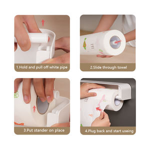 Porte-serviettes en papier de cuisine Style français Durable Magnétique Sans perçage Stable Robuste ABS Chargement facile pour réfrigérateur Mur <span class=keywords><strong>Armoire</strong></span> - Product Image 4