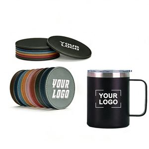 Posavasos Redondos y Cuadrados de Cuero PU con Grabado Láser y Logotipo Personalizado para Hoteles, Negocios y Regalos Promocionales - Product Image 1