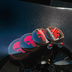 Adhesivos con Emblema de Calavera Cromada de 2.2 Pulgadas, Adhesivo para Tapa Central de Rueda Punisher con Tapas para Válvulas de Neumáticos - Product Image 3