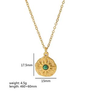 Collar con colgante de sol de estilo europeo, chapado en oro de 18 quilates, engaste de bisel de acero inoxidable para mujer, joyería de fiesta TN3235 - Product Image 3