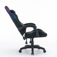 Chaise de bureau ergonomique réglable en hauteur pour adulte, tissu en velours noir, lumières RGB, chaise de jeu avec télécommande