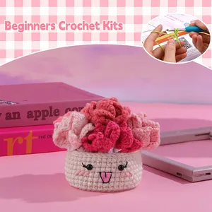 Hộ gia đình tự làm Crochet nghệ thuật Nồi Coaster Crochet Bộ dụng cụ cho người mới bắt đầu người lớn