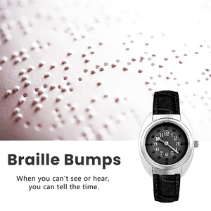 2024 Reloj Braille táctil de Venta caliente para personas ciegas o ancianos esfera negra de baja visión (para hombre) - Product Image 3
