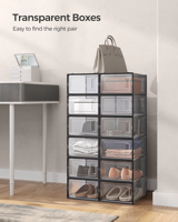 Vente en gros de boîtes de rangement empilables transparentes pour chaussures en plastique pour chaussures