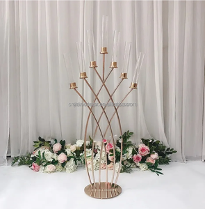 結婚式の装飾用の鉄製金メッキ7アームキャンドルスティック、ロードリードパーティーキャンドルホルダー、スタンド - Product Image 4
