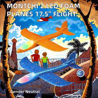 Avion en mousse lumineux à LED de 17,5 pouces, grand planeur à lancer, 2 modes de vol, jouet volant unisexe pour bébés et tout-petits, pour l'extérieur