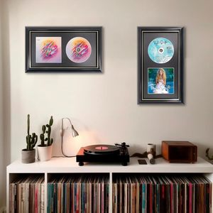 GMFrames Rectangular Wood <strong>CD</strong> Display <strong>Frame</strong> with Easel Back and Real Glass for Wall/Tabletop Black Mat Music Lover Gift - Product Image 6