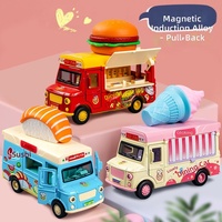 Camion de nourriture en alliage pour enfants, jouet de simulation : crème glacée, burger et bâtonnets glacés