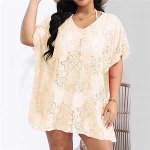 2024 de talla <span class=keywords><strong>grande</strong></span> verano nuevo encaje <span class=keywords><strong>grande</strong></span> suelto hueco playa traje de baño vacaciones vestido <span class=keywords><strong>Pareo</strong></span> para mujeres - Product Image 3