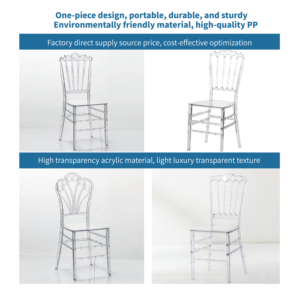 كراسي زفاف شيافاري فاخرة بالجملة من الأكريليك والبلاستيك الشفاف بتصميم فرنسي - Product Image 4