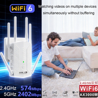 Extensor de Rango WiFi 6 de 3000 Mbps, Repetidor Inalámbrico de Doble Banda de 2.4 GHz 574 Mbps + 5 GHz 2402 Mbps, Amplificador de Señal WiFi Gigabit Ethernet