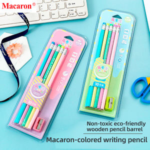 Ensemble de crayons triangulaires Macaron, papeterie, cadeau, <span class=keywords><strong>crayon</strong></span> à mine résistante avec <span class=keywords><strong>taille</strong></span>-<span class=keywords><strong>crayon</strong></span>, boîte à crayons <span class=keywords><strong>pour</strong></span> enfants, ensemble de papeterie - Product Image 2