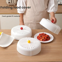 Nouvelle housse de table pliante anti-poussière pour la maison, en plastique, pour table de salle à manger, couverture alimentaire ronde pour la cuisine