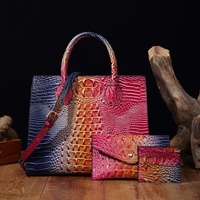 Sac à main rétro européen et américain pour femme, modèle tote-messenger, motif crocodile irisé, fermeture à rabat, color-block