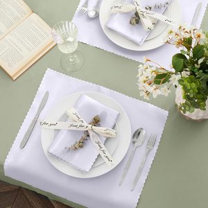 Serviettes de table en polyester jacquard faites à la main, personnalisées pour banquets, restaurants et hôtels, service OEM en gros, en stock, blanches - Product Image 3