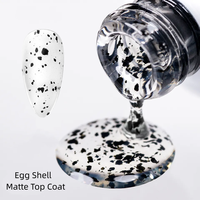 Nail Art professionnel, effet de tache noire hybride, trempage Uv/LED, coquille d'œuf, couche de finition mate