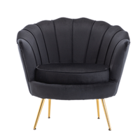 Fauteuil de salon moderne en velours avec pieds dorés, fauteuil d'appoint rembourré rose en forme de coquille