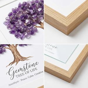 Marco de Fotos de Árbol de la Vida con Piedras Preciosas Hechas a Mano al por Mayor |   Piedras Curativas de Cristal Auténtico (Amatista, <span class=keywords><strong>Cuarzo</strong></span> <span class=keywords><strong>Rosa</strong></span>) |   Arte Mural <span class=keywords><strong>Espiritual</strong></span> en 3D - Product Image 5