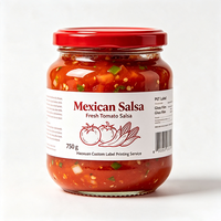 Étiquettes pour pots de salsa de style mexicain Haoxuan OEM, autocollants imprimés en PET haute brillance, imperméables, pour l'emballage alimentaire
