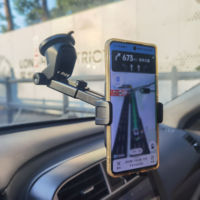 Support de téléphone de voiture classique à poignée flexible avec ventouse télescopique rotative Support de téléphone pour pare-brise de voiture Tableau de bord