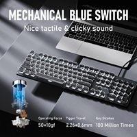 Clavier mécanique filaire TK100, 104 touches, rétroéclairage blanc, anti-ghosting, interface USB-A, design mignon pour ordinateur portable/PC/ordinateur de bureau de jeu