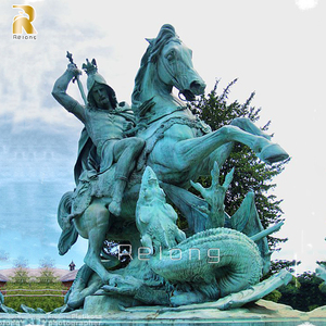 Sculpture en bronze grandeur nature de Saint George romain tuant <span class=keywords><strong>le</strong></span> dragon, homme à cheval, par RELONG - Product Image 5